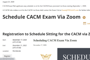 Registration to Schedule Sitting for the CACM via Zoom