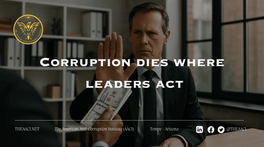 A businessman rejecting a bribe in his office